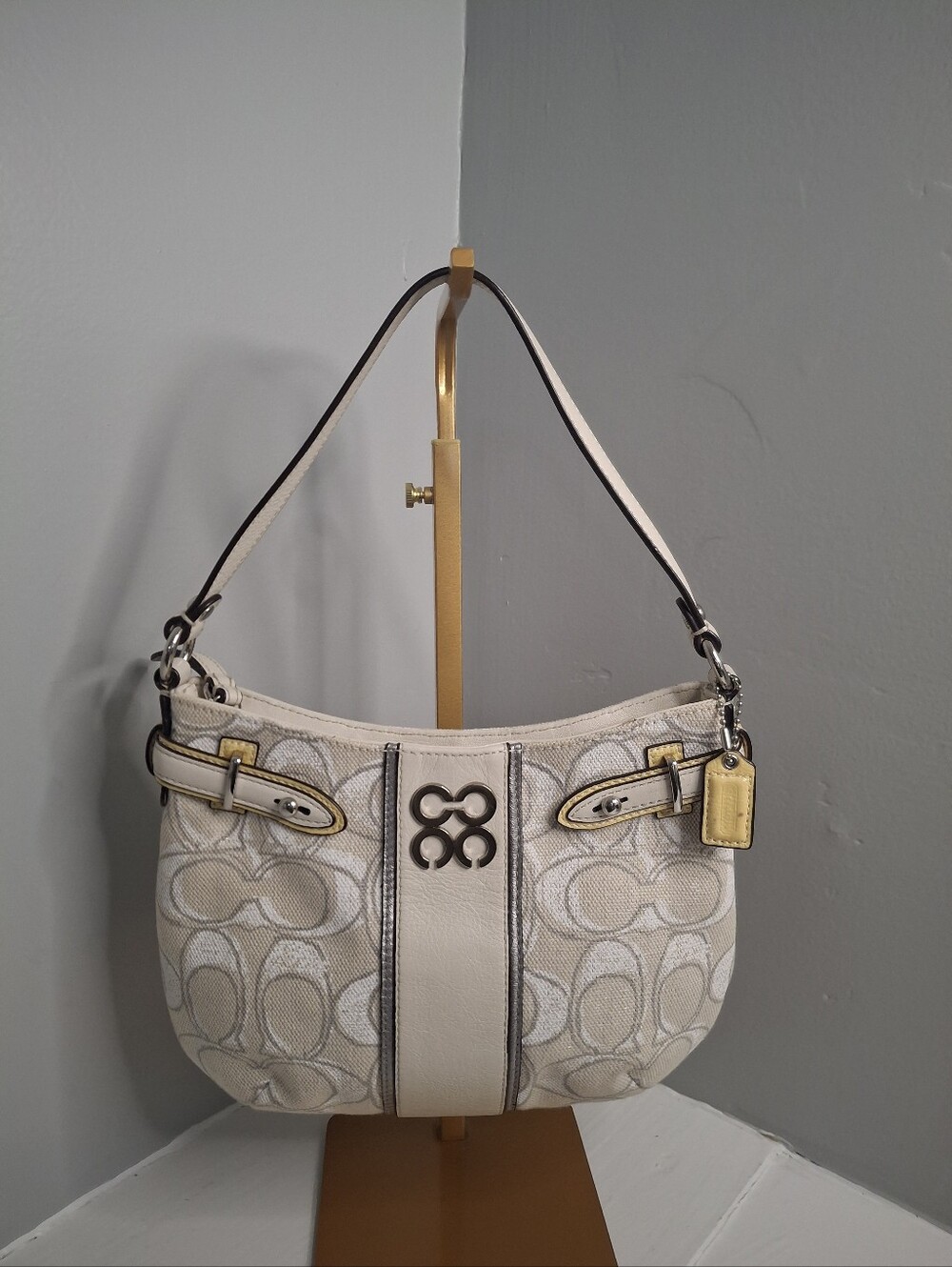 Coach Signature Lurex Sparkle Mini Hobo Shoulder Bag EUC Like New